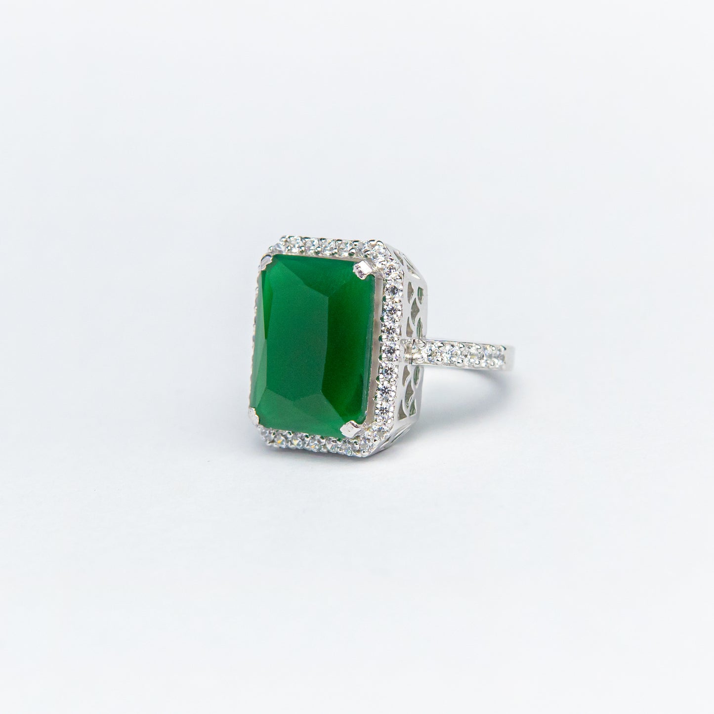 GREEN EMERALD OCTAGON RING