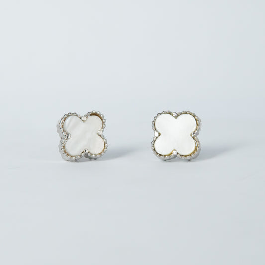 FOUR LEAF CLOVER WHITE STUDS