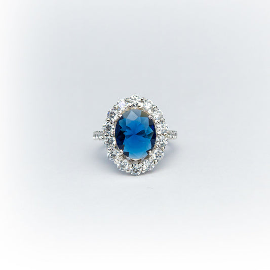 BLUE EMERALD OVATE RING